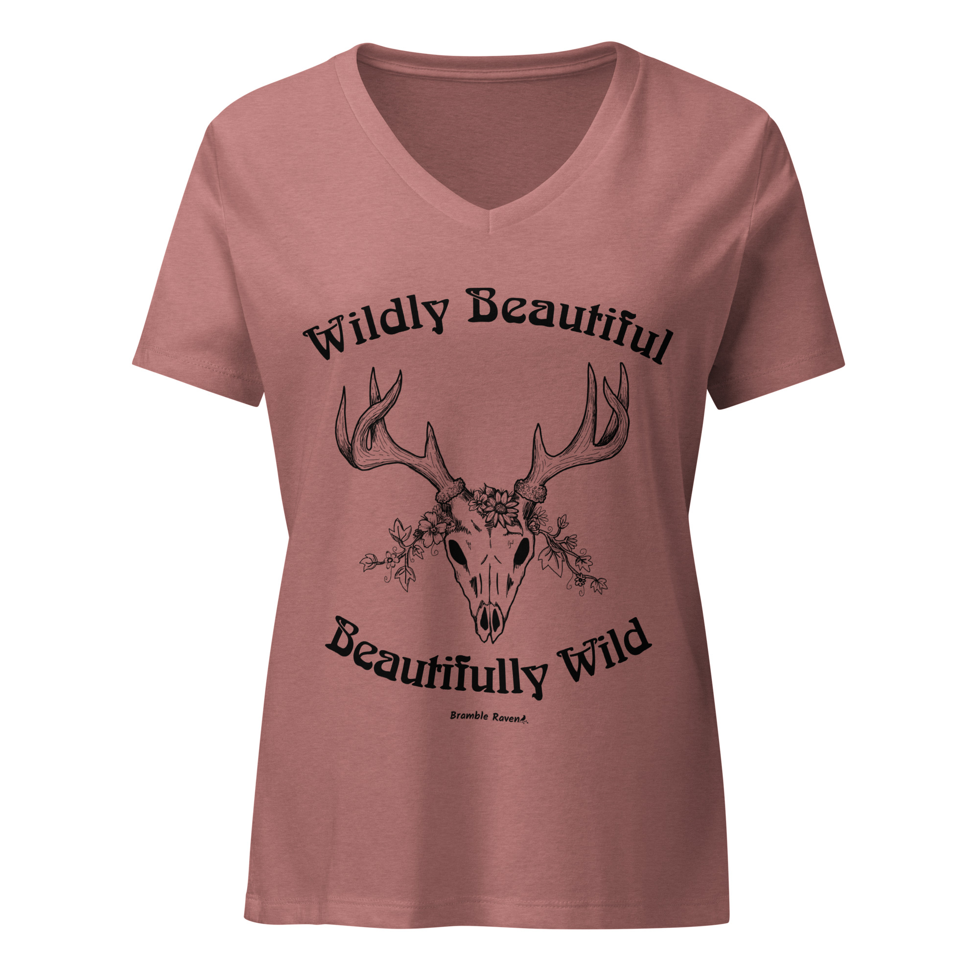 Wildly Beautiful Deer Skull V-neck T-shirt - Image 12
