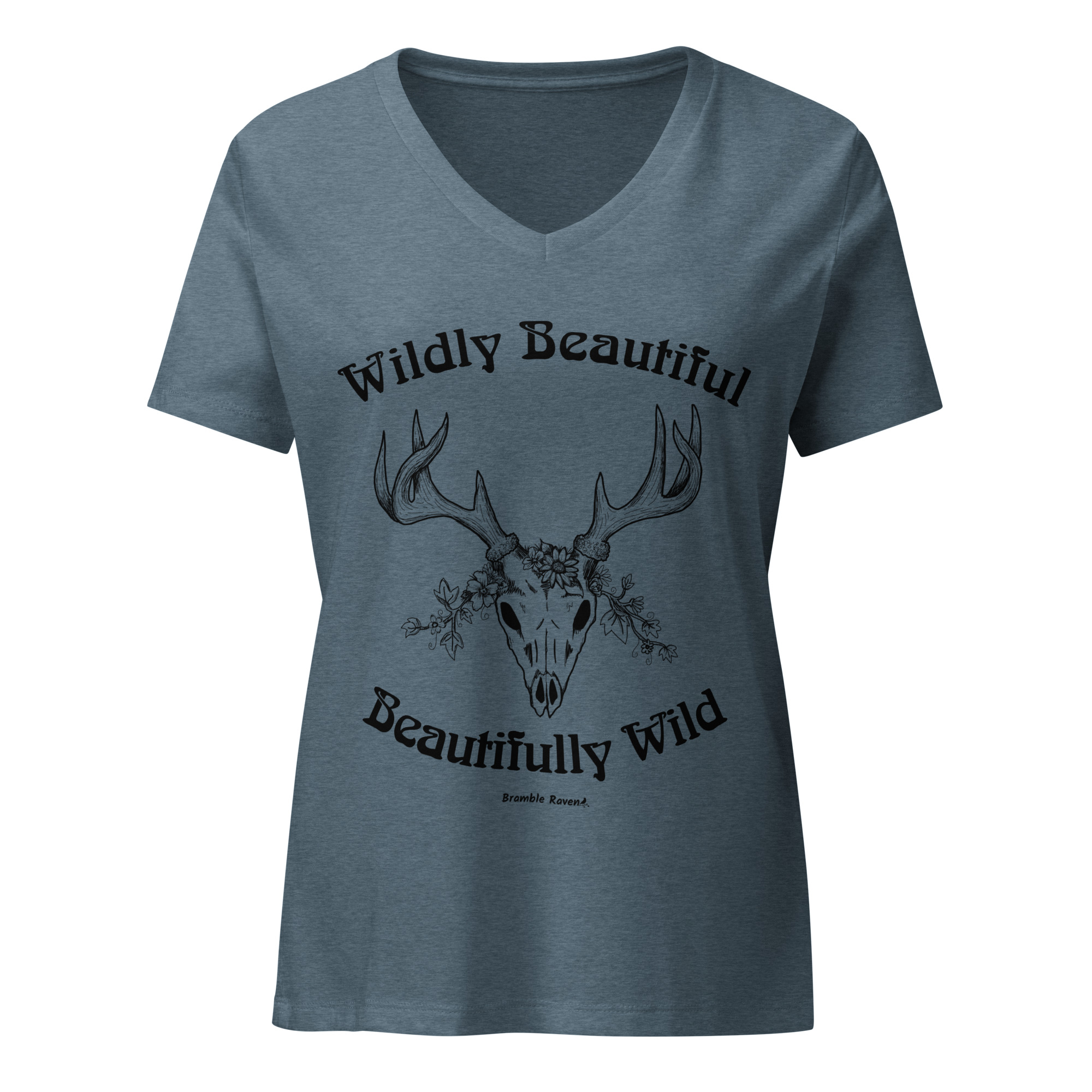 Wildly Beautiful Deer Skull V-neck T-shirt