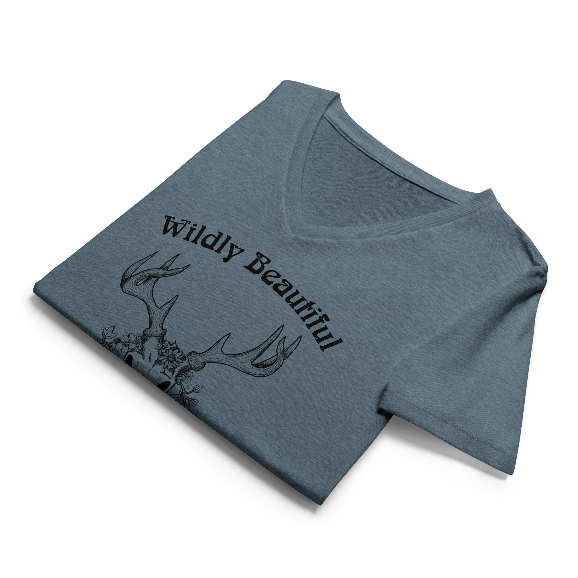 Wildly Beautiful Deer Skull V-neck T-shirt - Image 10