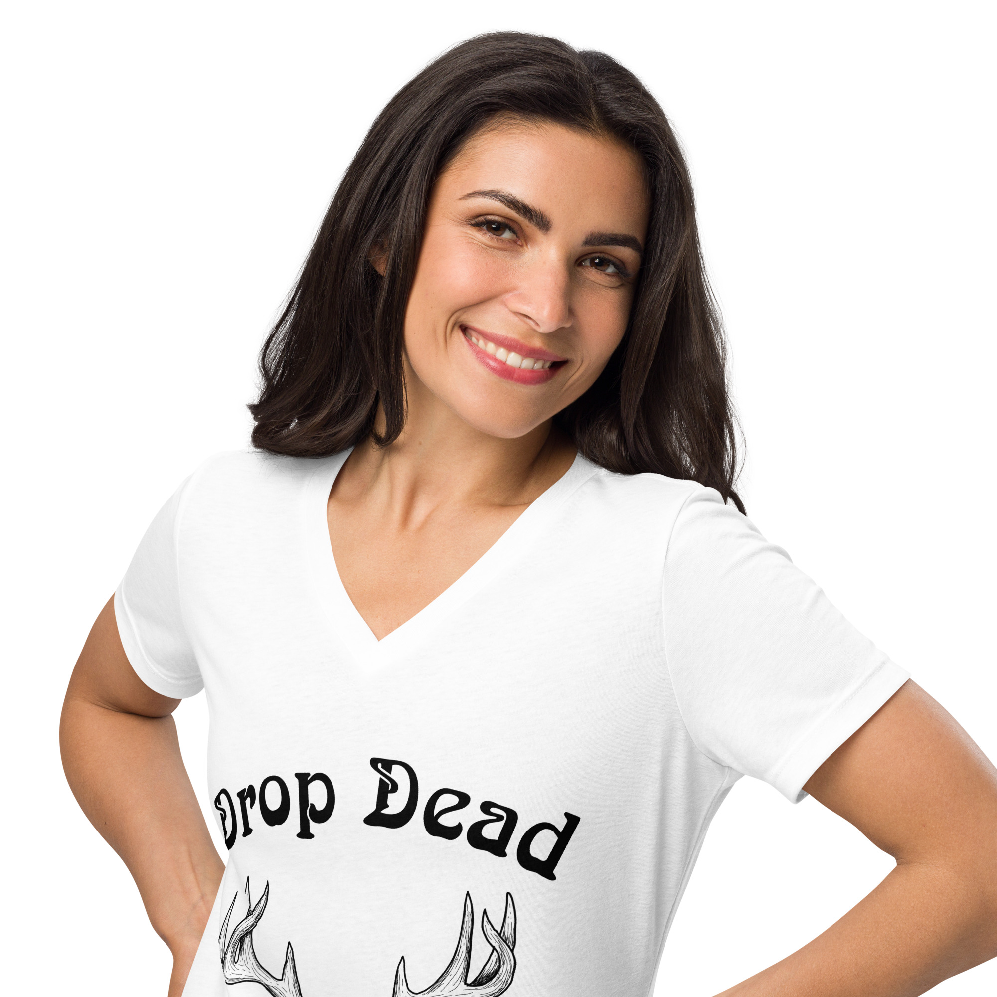 Drop Dead Gorgeous Deer Skull V-neck T-shirt - Image 4