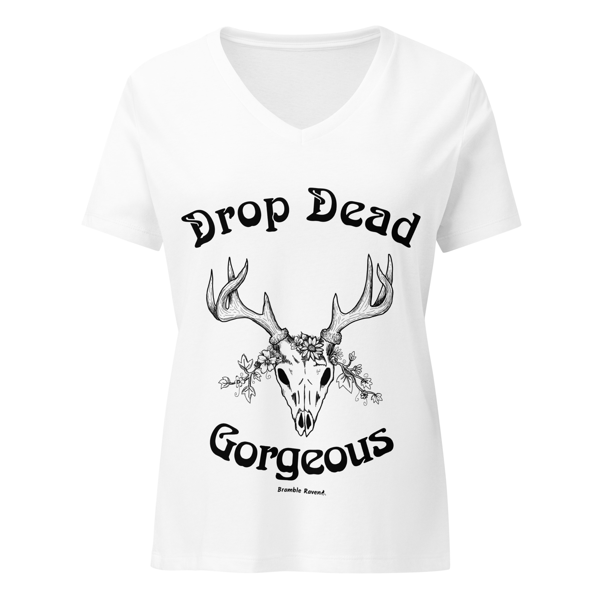 Drop Dead Gorgeous Deer Skull V-neck T-shirt - Image 12