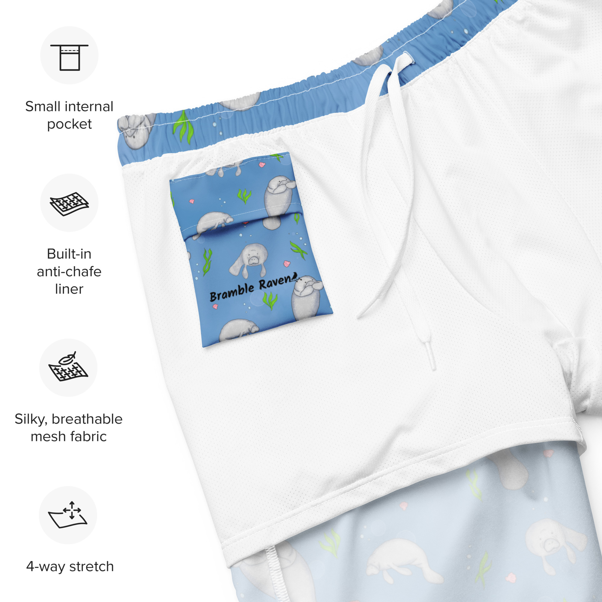 Light Blue Manatee Swim Trunks - Image 4