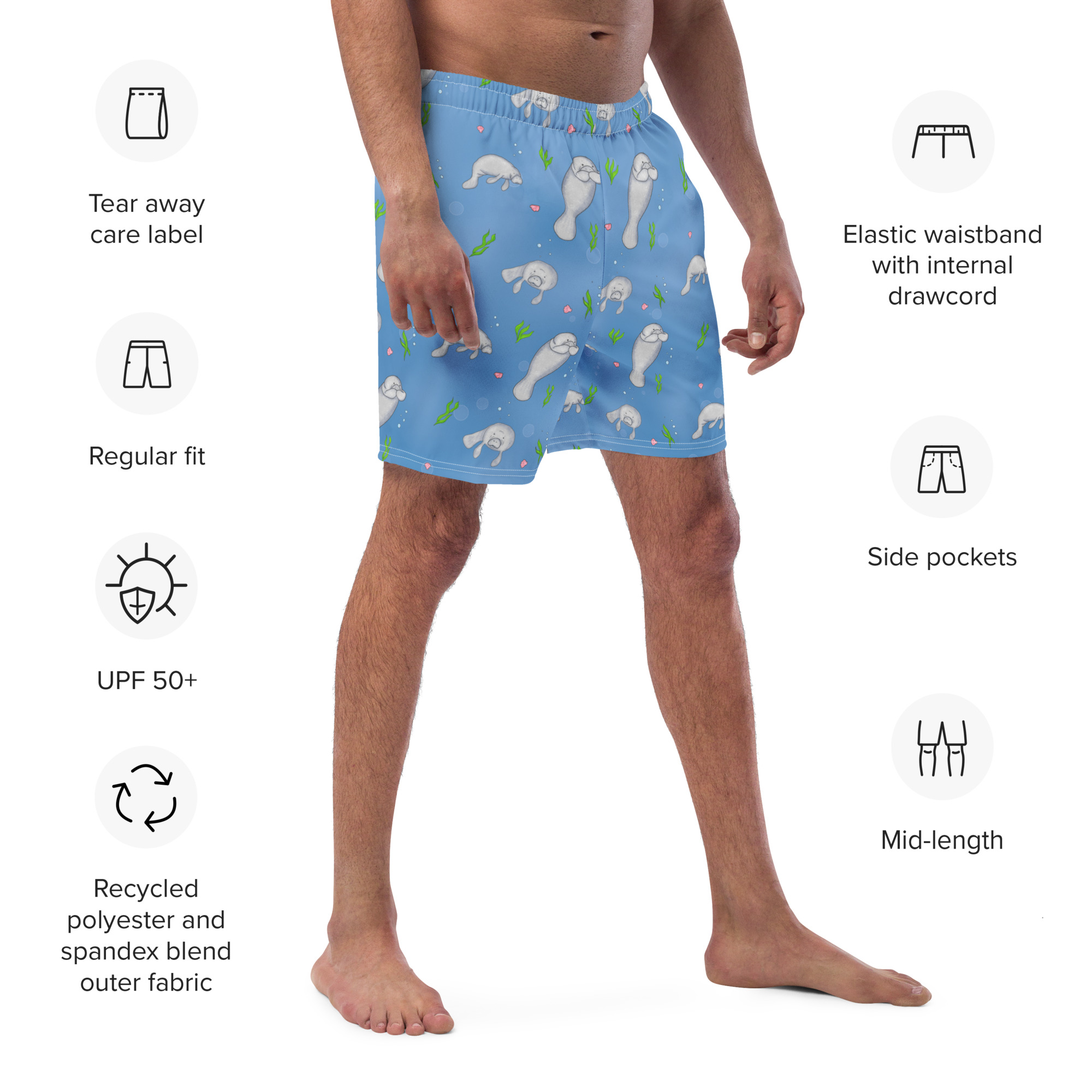 Light Blue Manatee Swim Trunks - Image 2