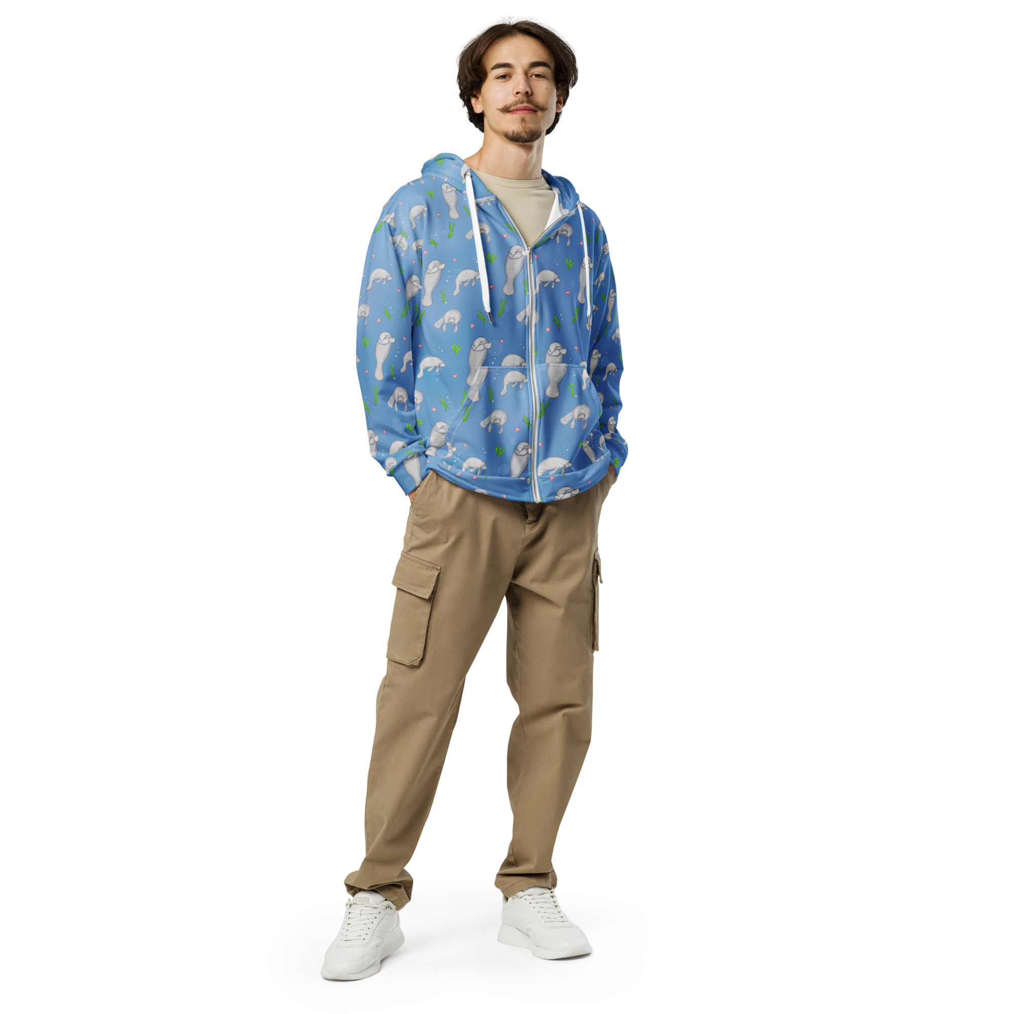 Manatee Patterned Zip Hoodie - Image 7