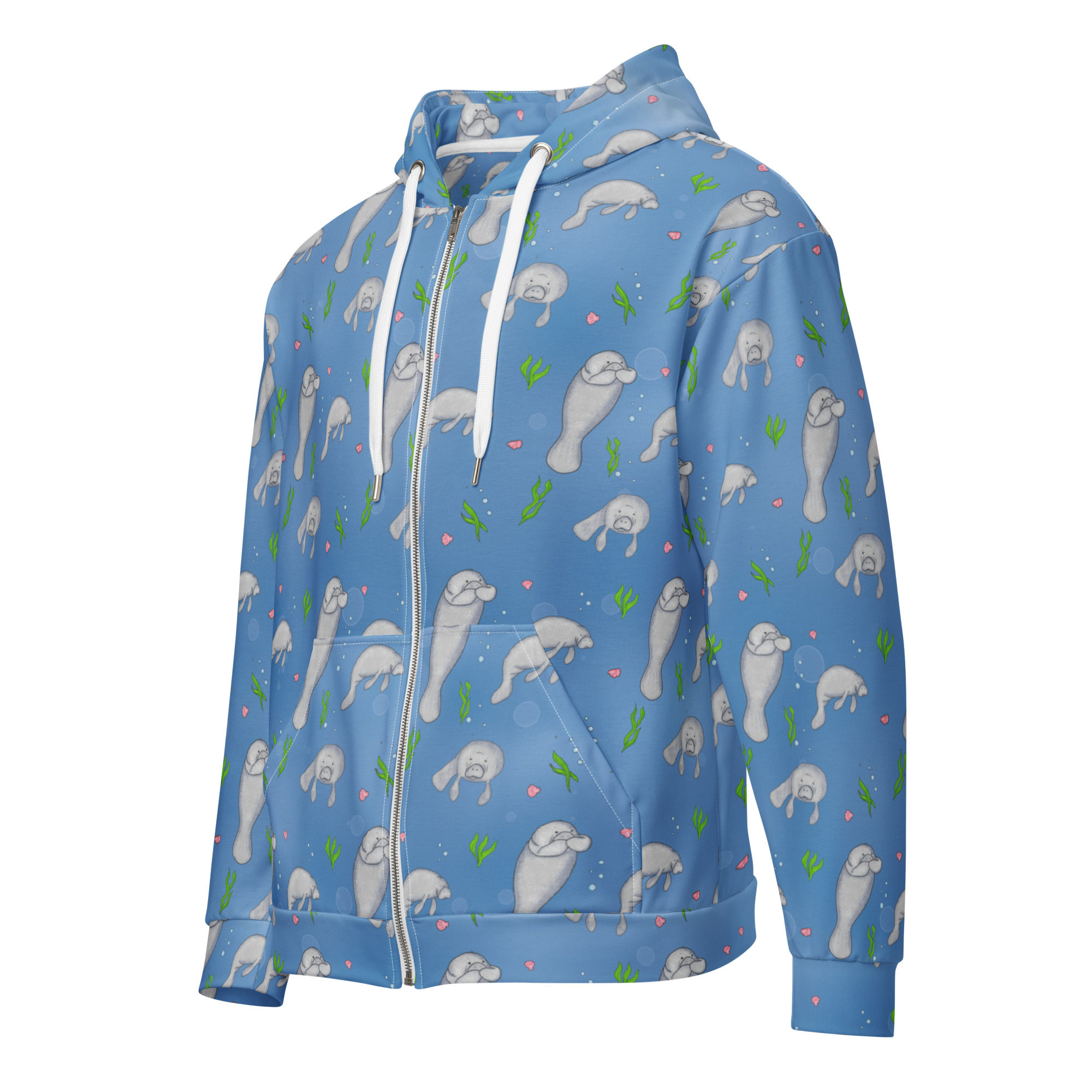 Manatee Patterned Zip Hoodie - Image 4