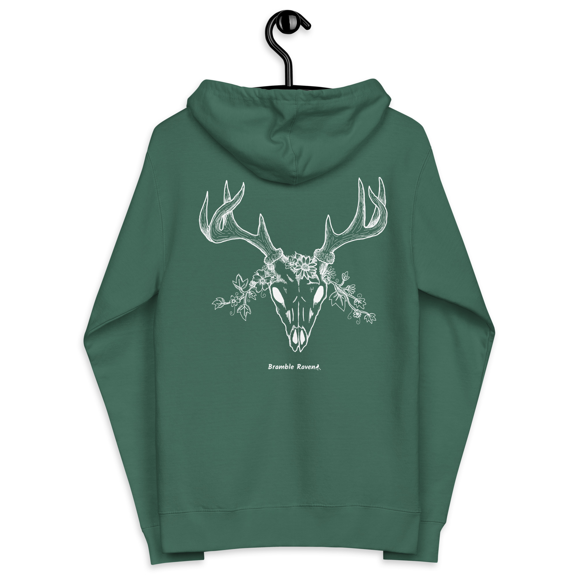 White Deer Skull Fleece Zip Up Hoodie - Image 13