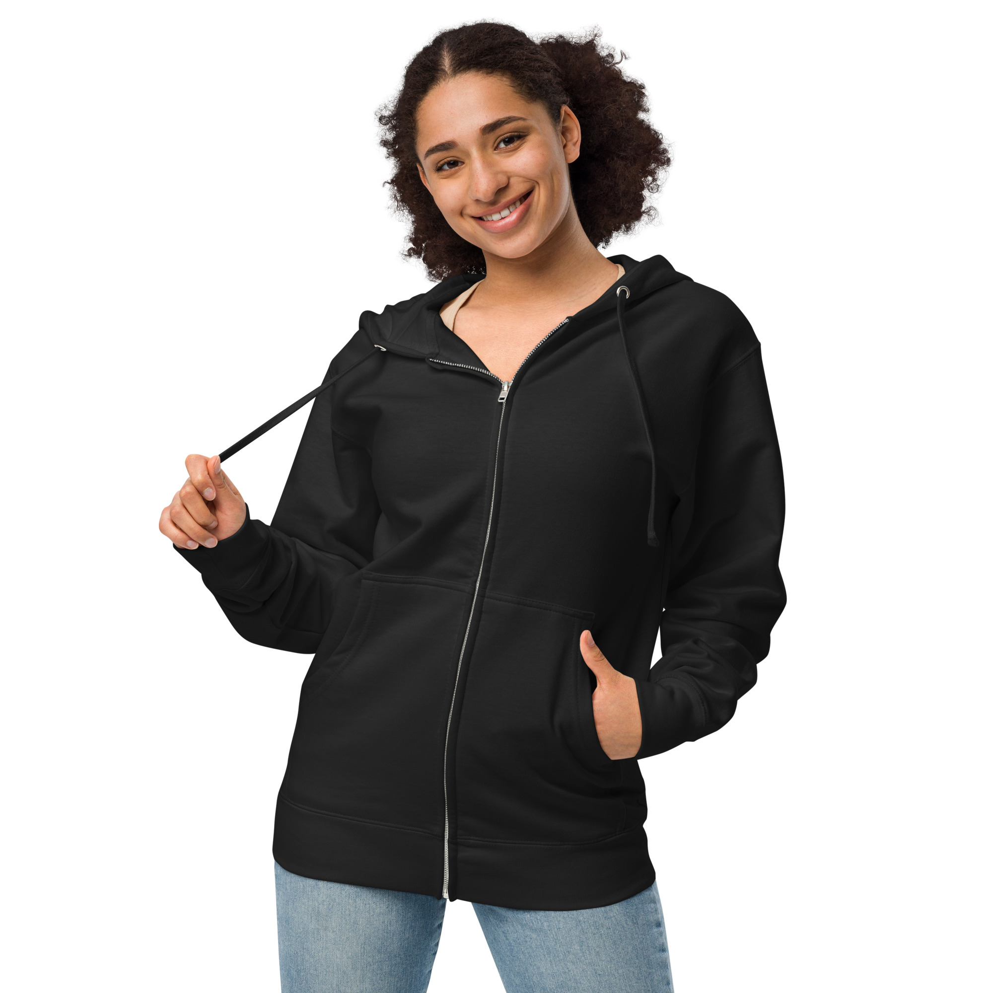 White Deer Skull Fleece Zip Up Hoodie - Image 2