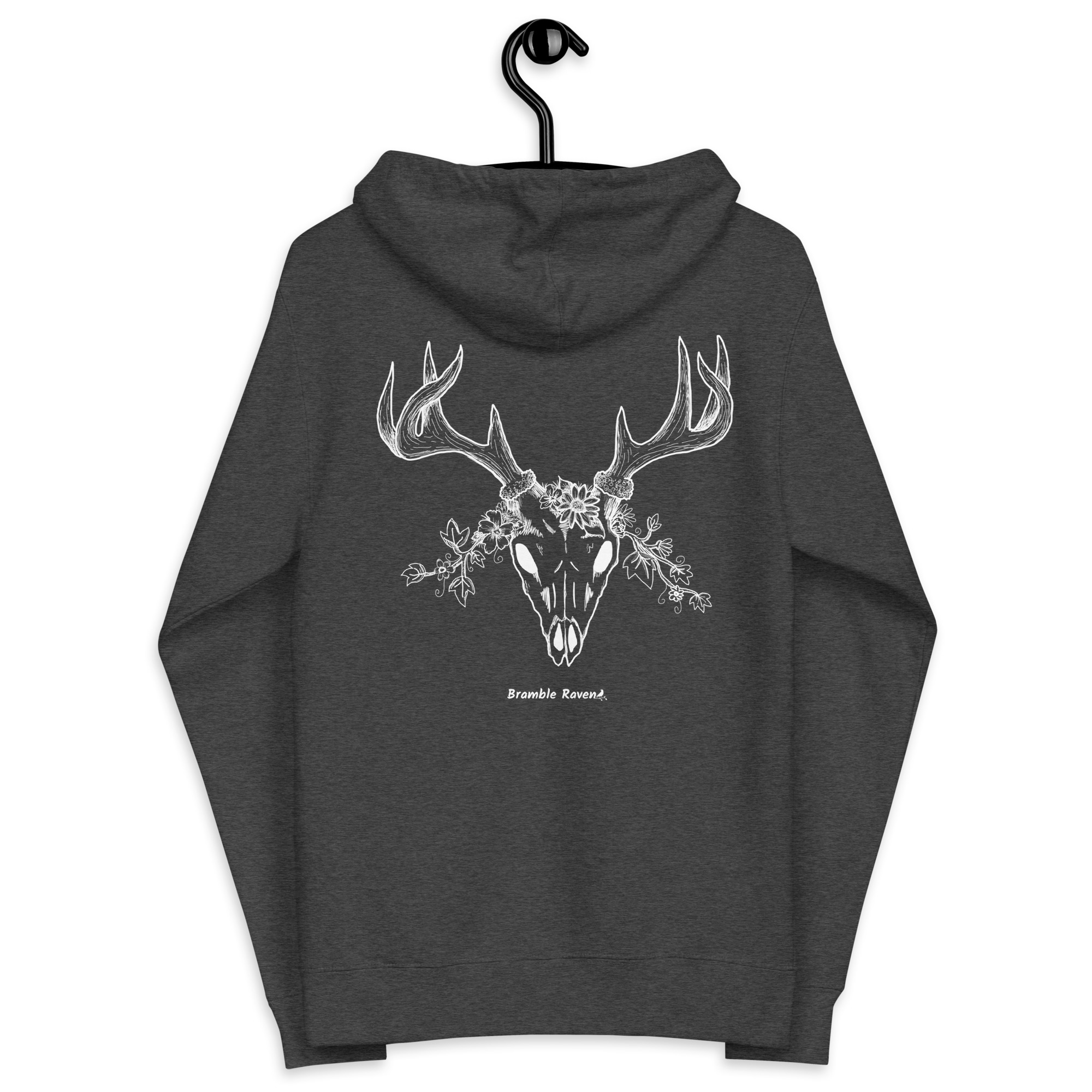 White Deer Skull Fleece Zip Up Hoodie - Image 12