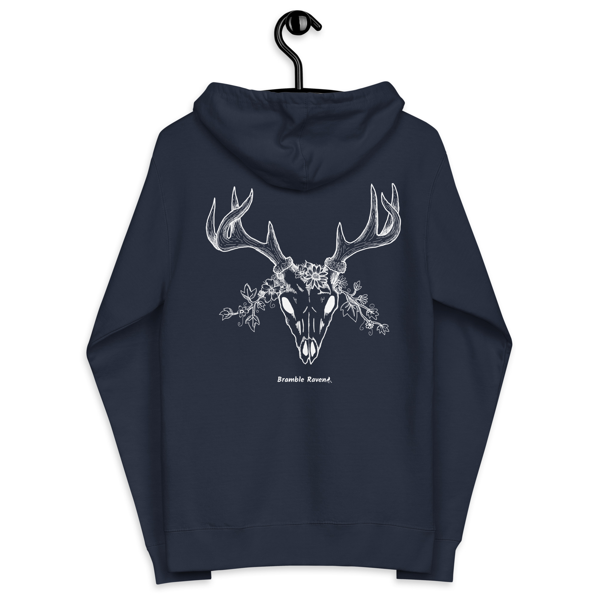 White Deer Skull Fleece Zip Up Hoodie - Image 11