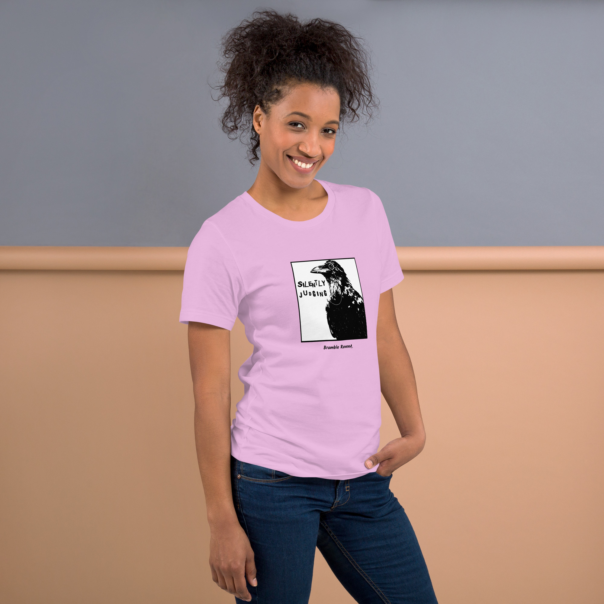 Silently Judging Crow Comic Style T-shirt - Image 7