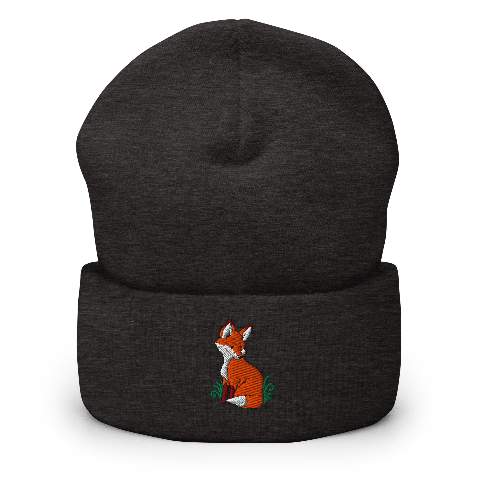 Fox Embroidered Cuffed Beanie