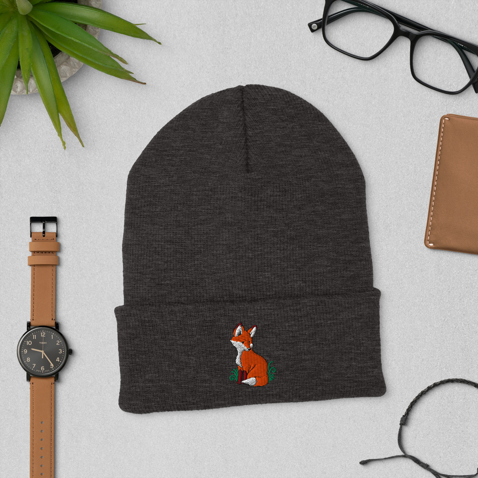 Fox Embroidered Cuffed Beanie - Image 3