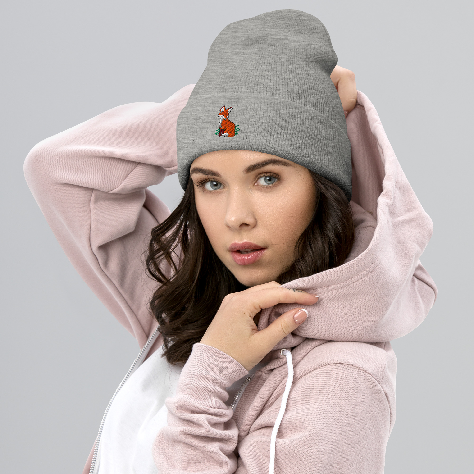 Fox Embroidered Cuffed Beanie - Image 5