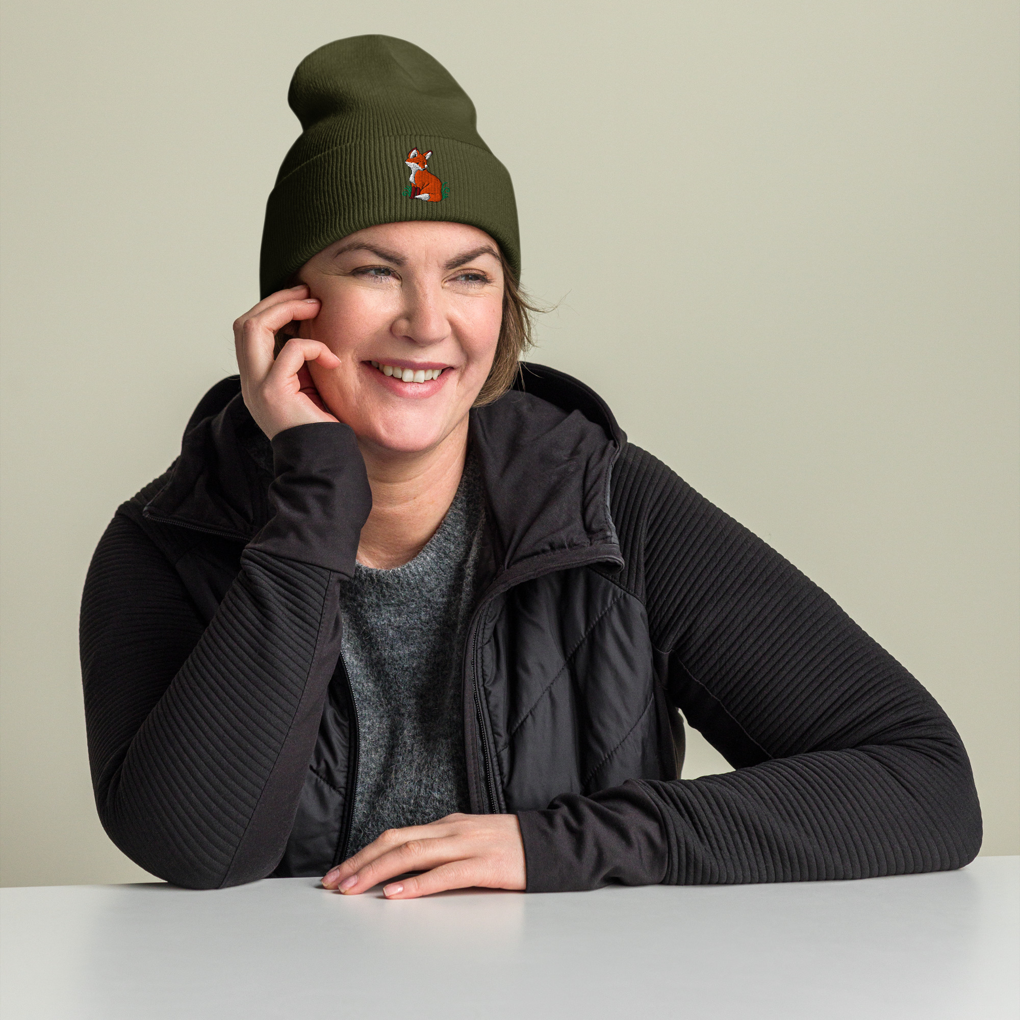 Fox Embroidered Cuffed Beanie - Image 9