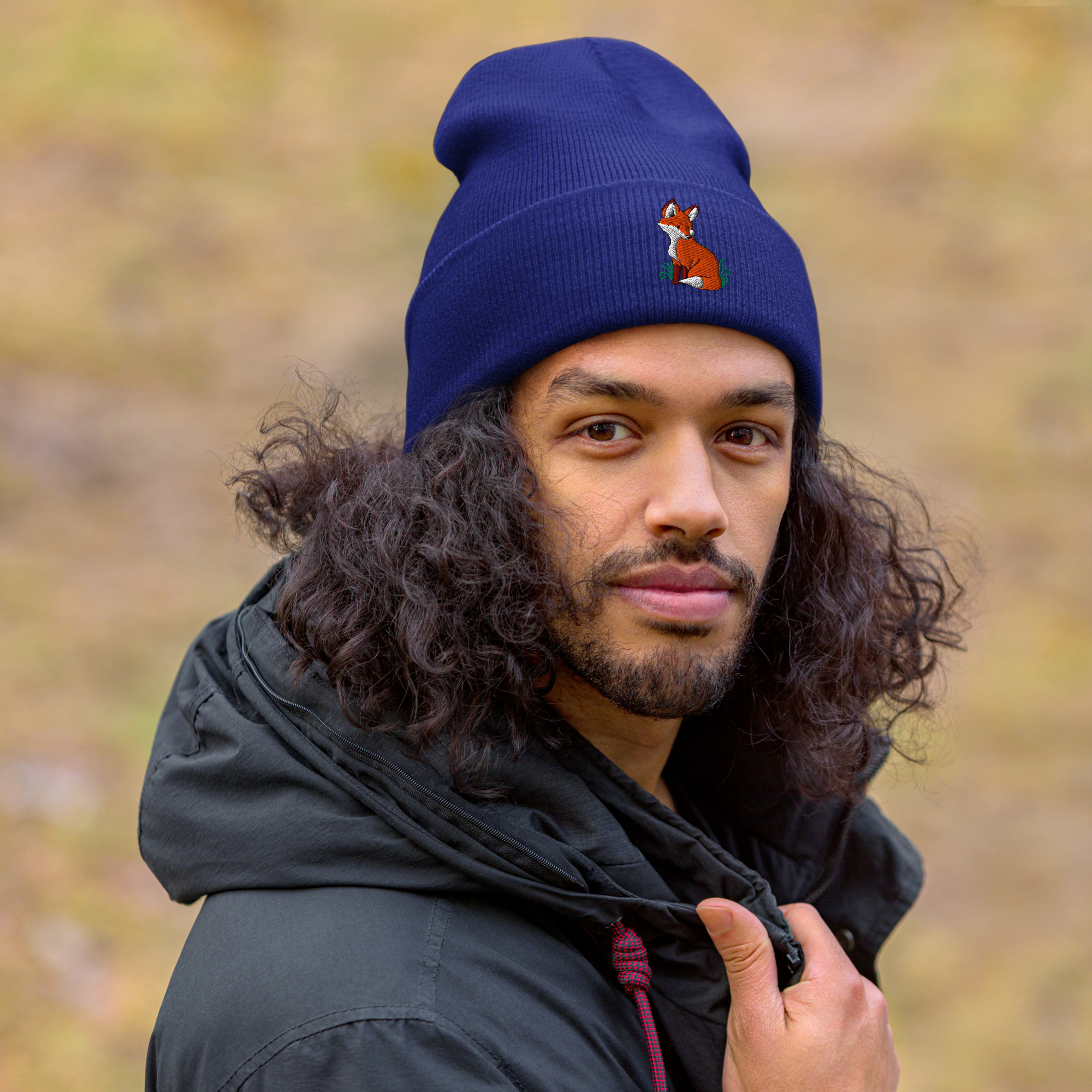 Fox Embroidered Cuffed Beanie - Image 4