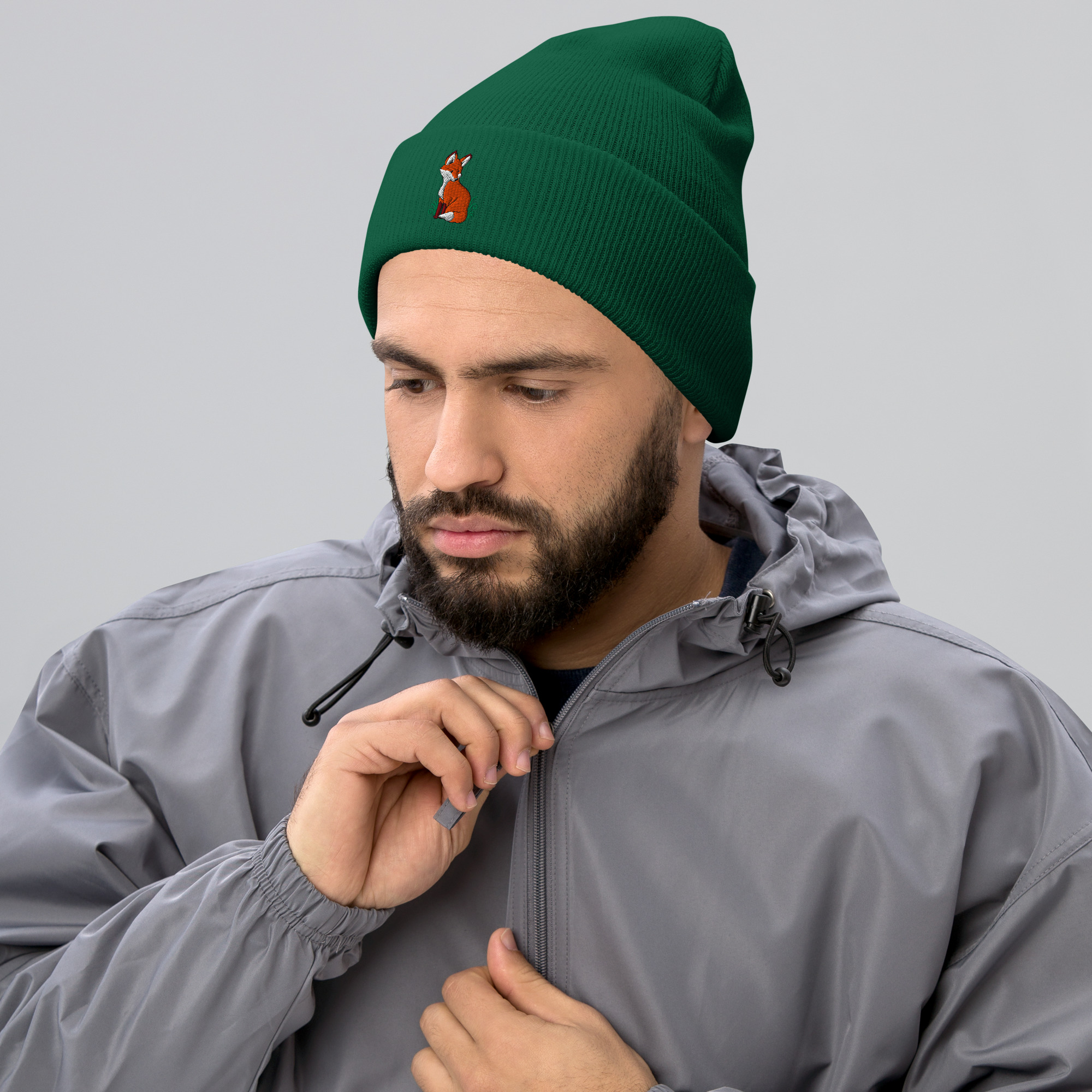 Fox Embroidered Cuffed Beanie - Image 8