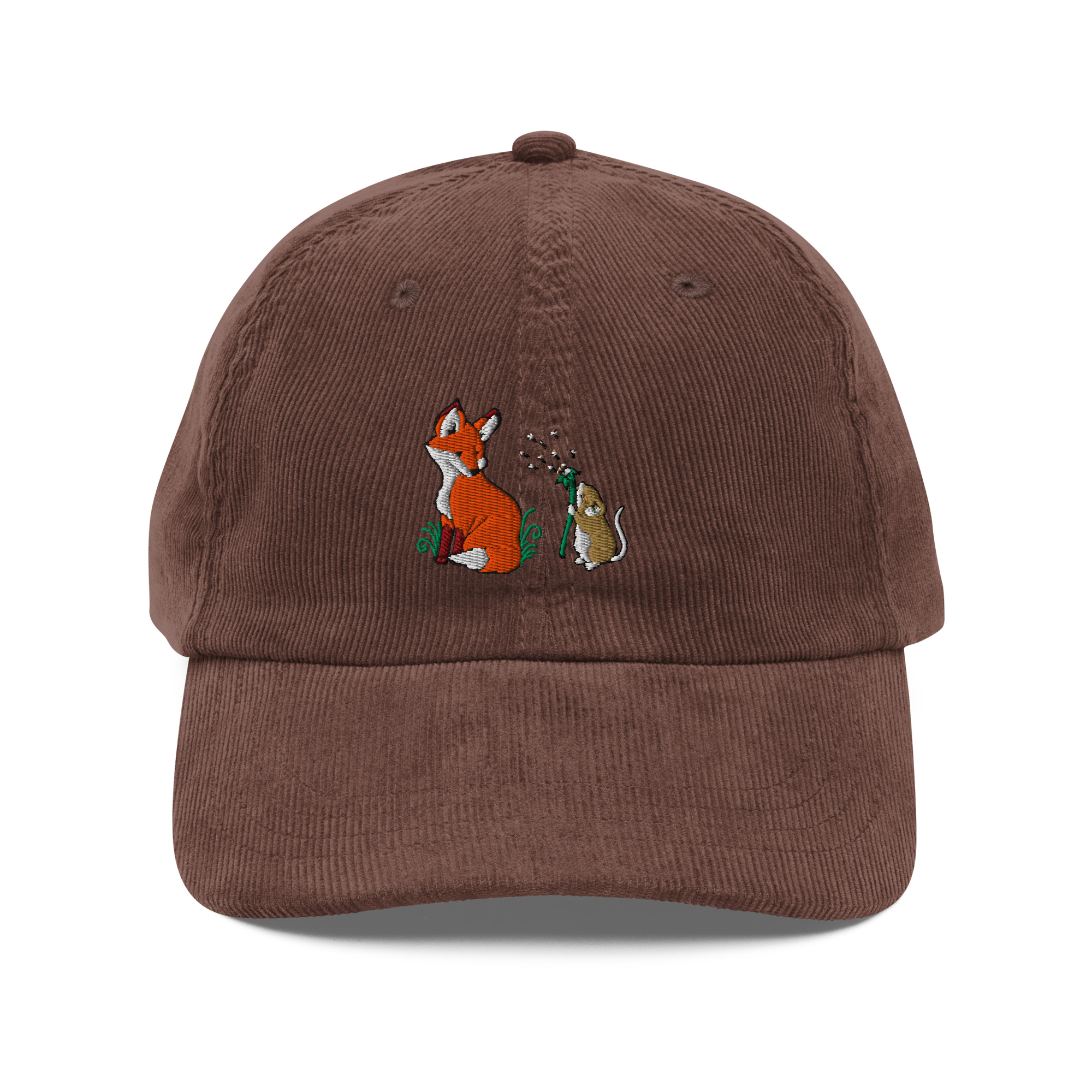 Fox and Dandelion Wish Mouse Corduroy Cap - Image 10