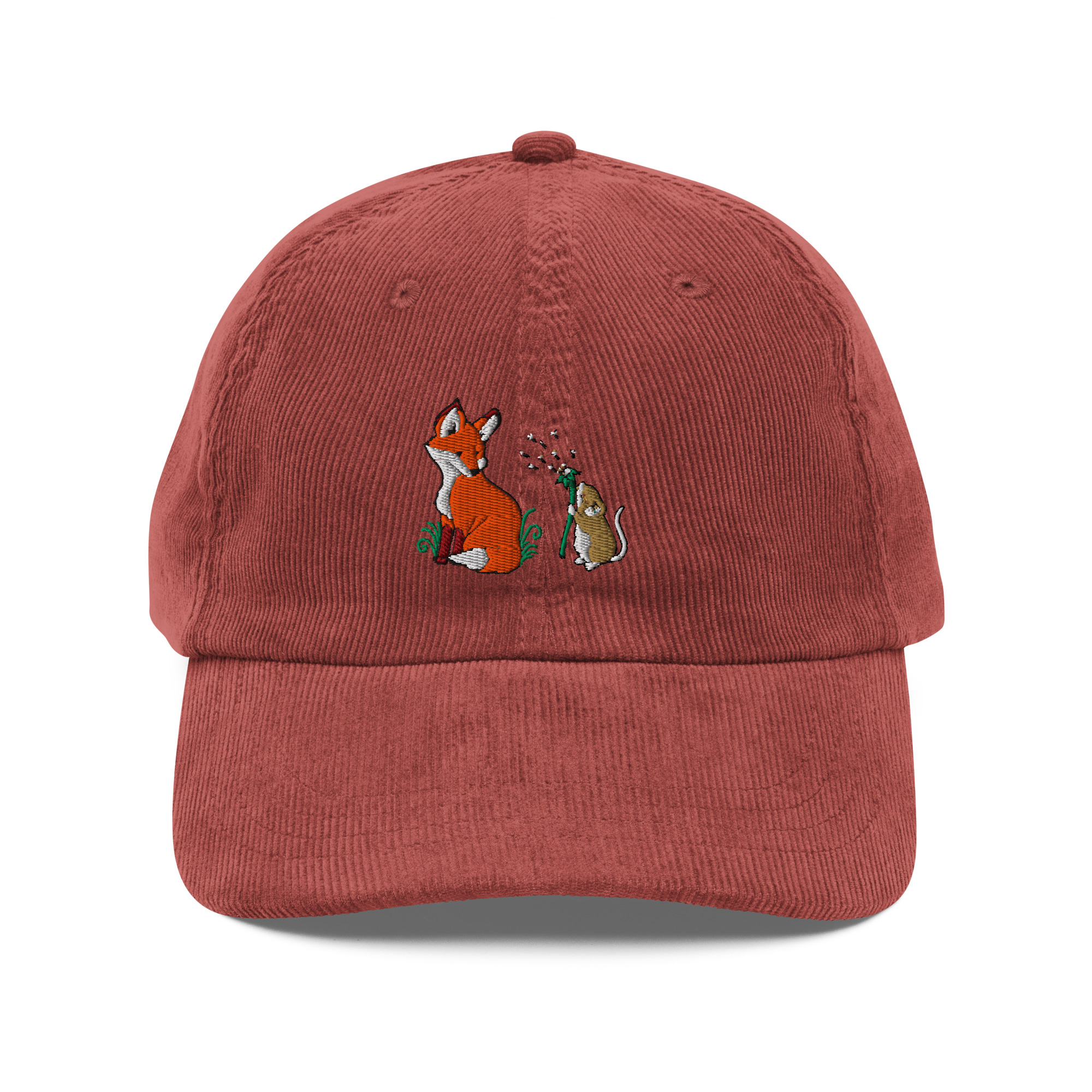Fox and Dandelion Wish Mouse Corduroy Cap - Image 12