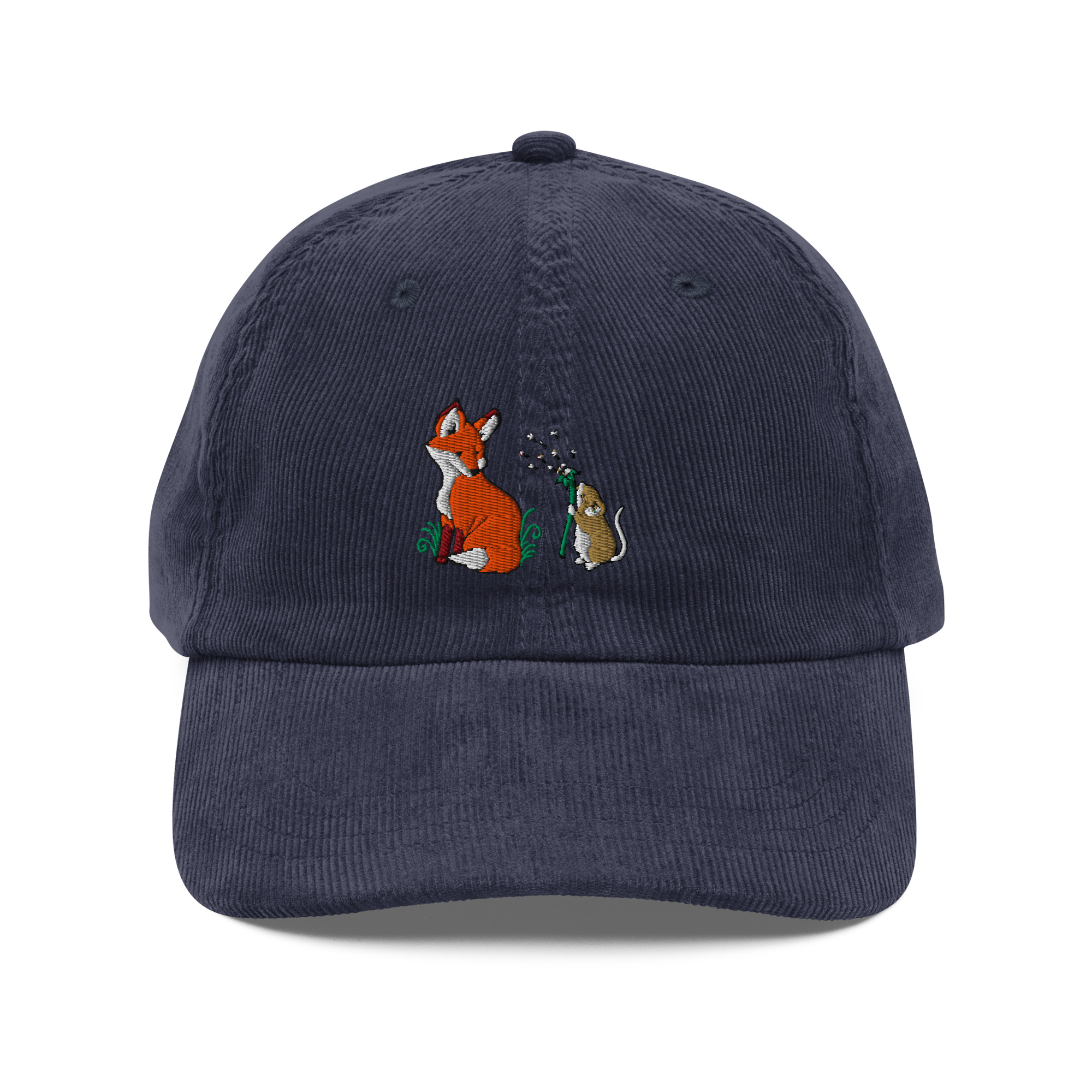 Fox and Dandelion Wish Mouse Corduroy Cap - Image 9