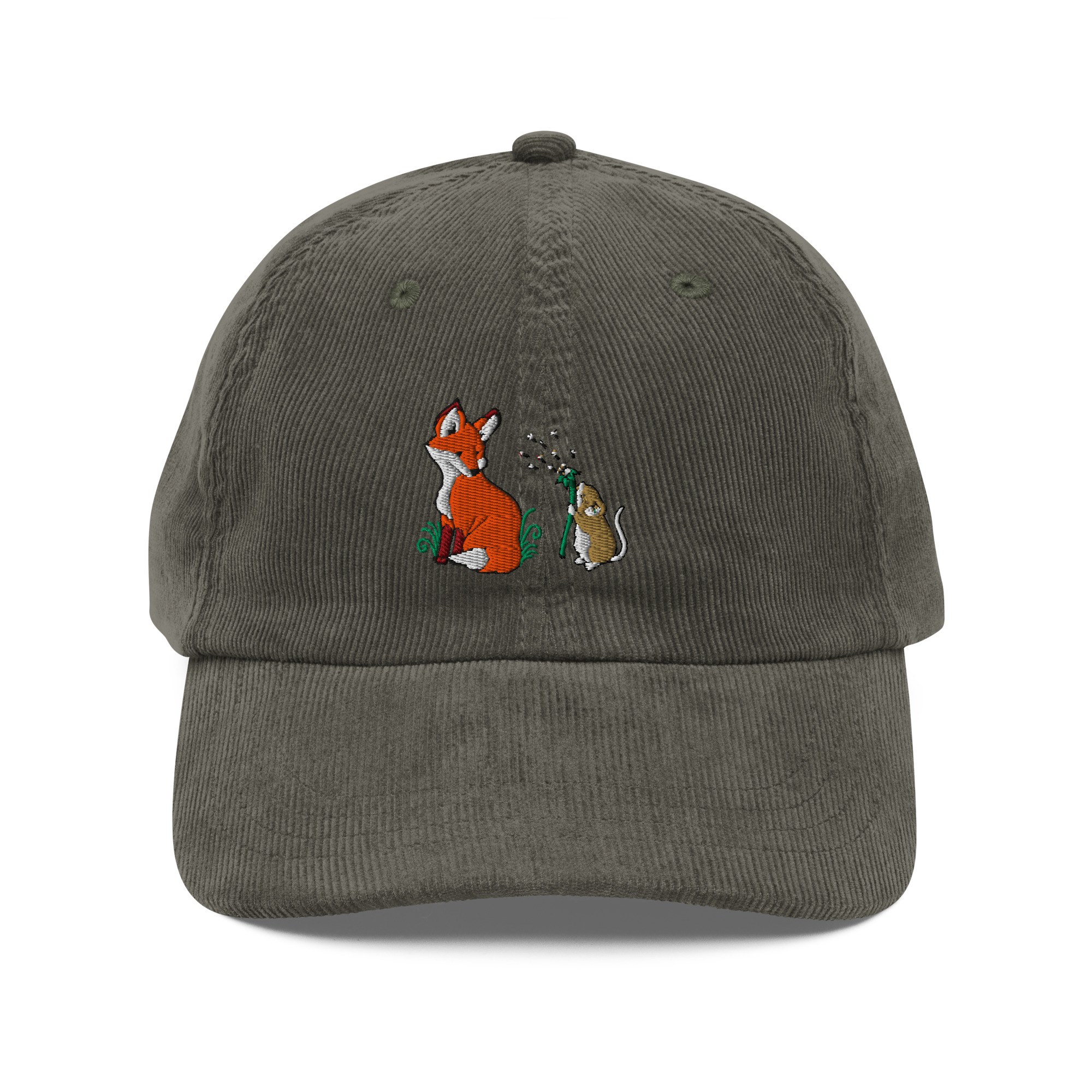 Fox and Dandelion Wish Mouse Corduroy Cap - Image 11