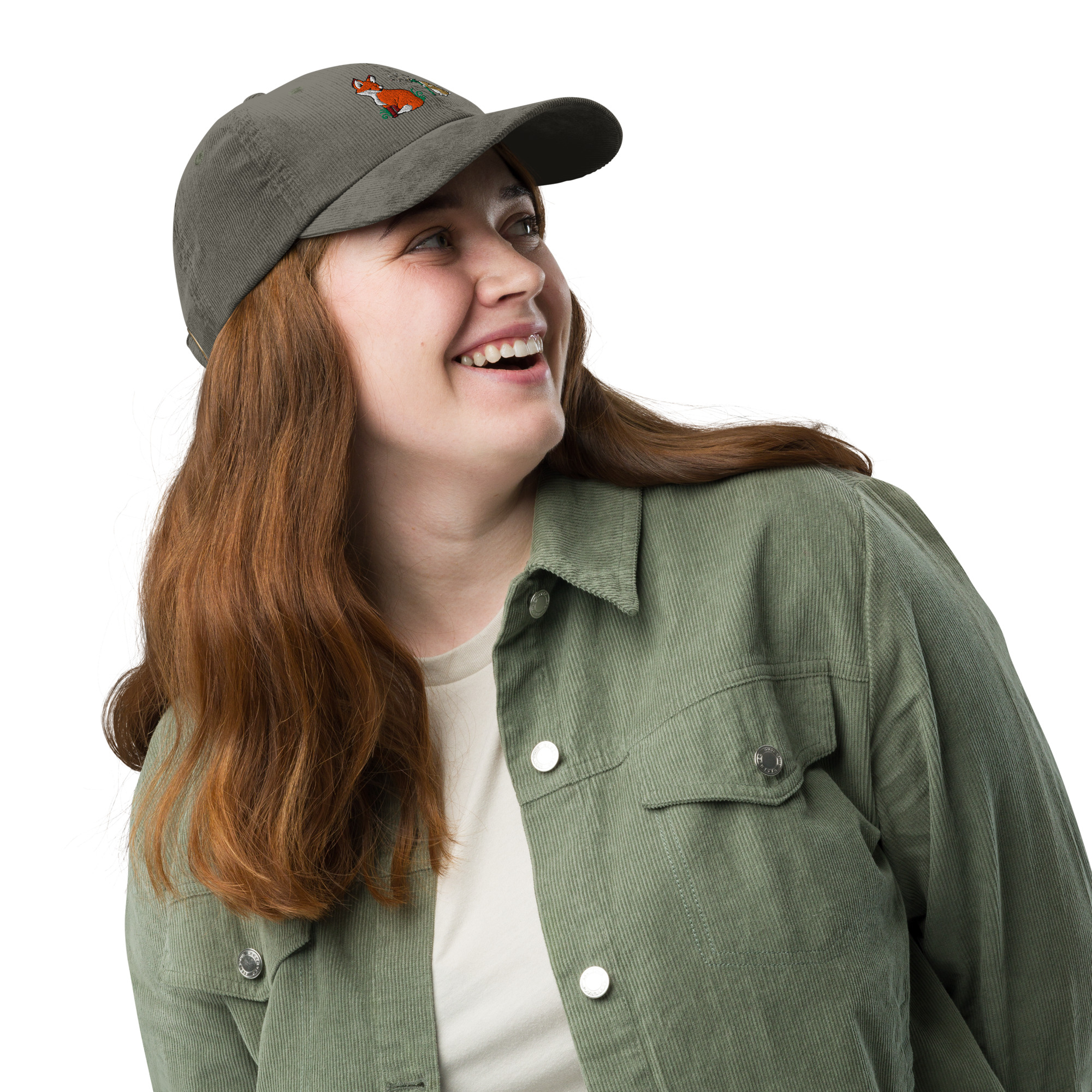 Fox and Dandelion Wish Mouse Corduroy Cap - Image 6