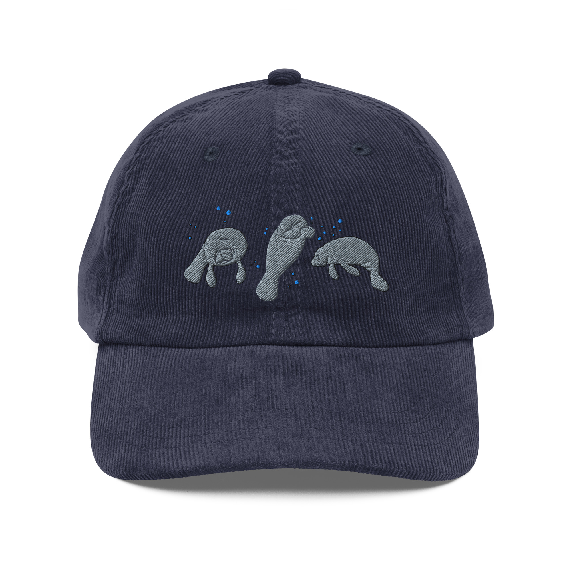 Manatee Embroidered Corduroy Cap