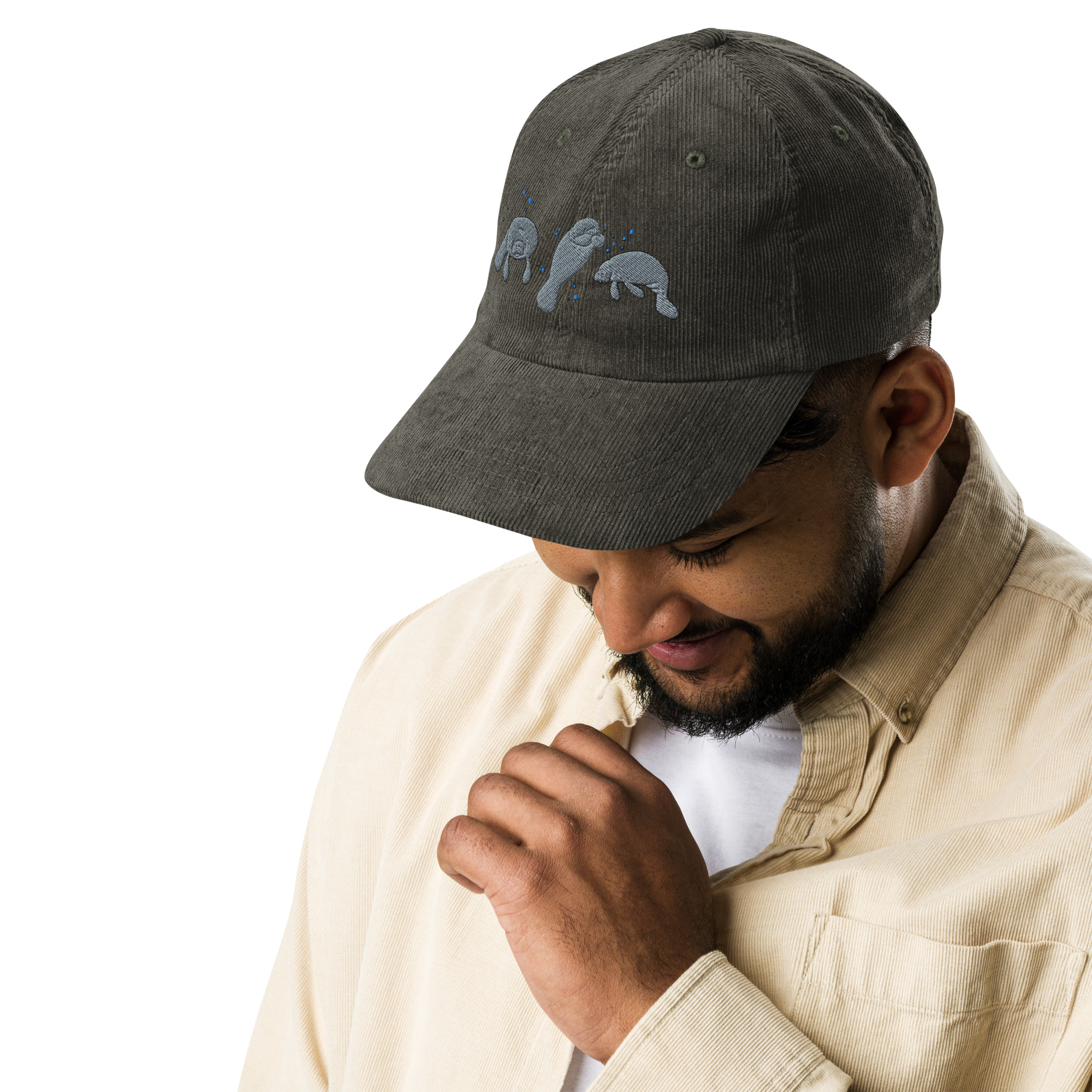 Manatee Embroidered Corduroy Cap - Image 11