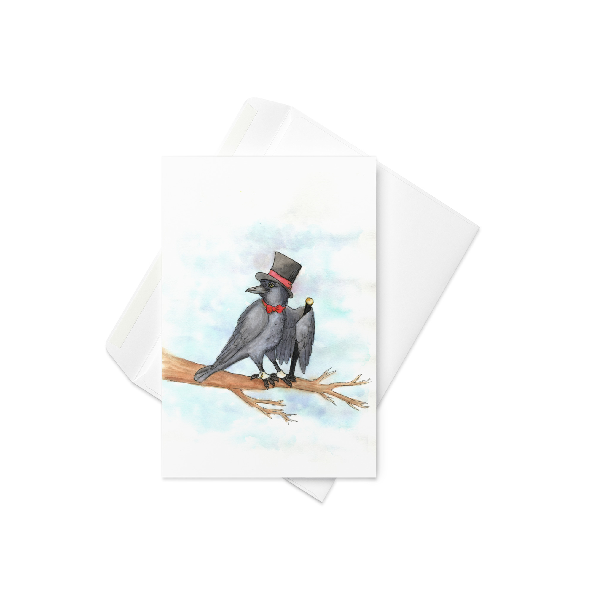 Top Hat Raven Greeting Card